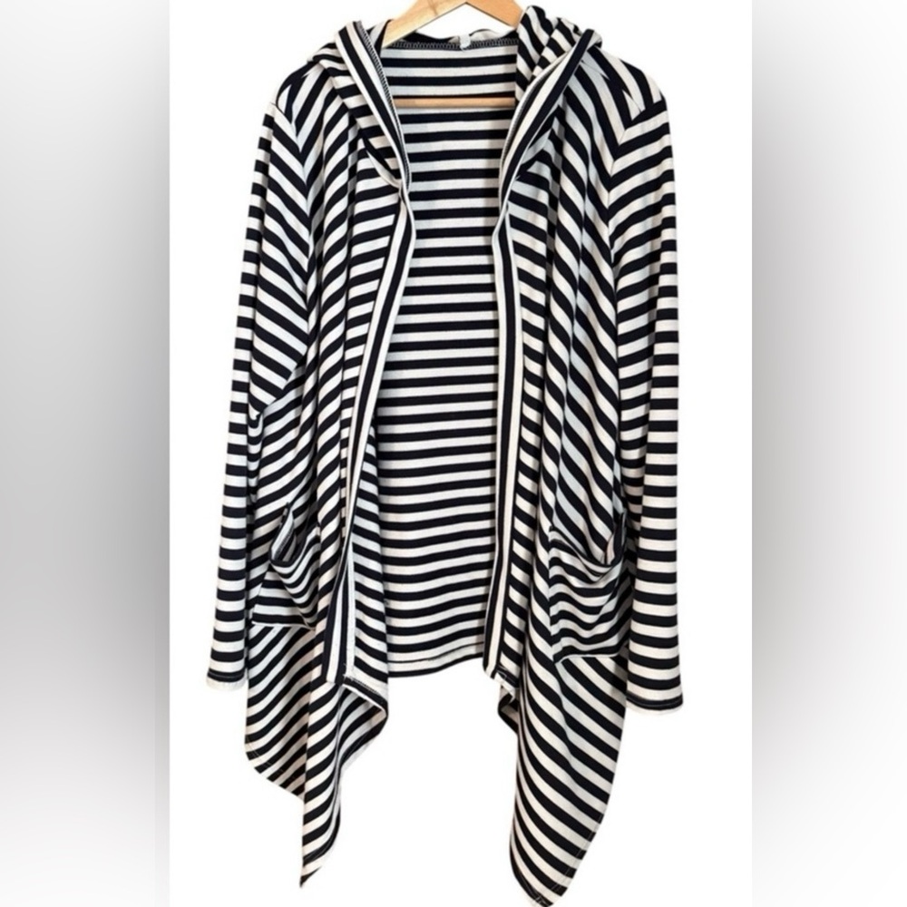 Striped Hooded Women's Cardigan Long Sleeve XL Coastal Swim Coverup - Picture 2 of 5